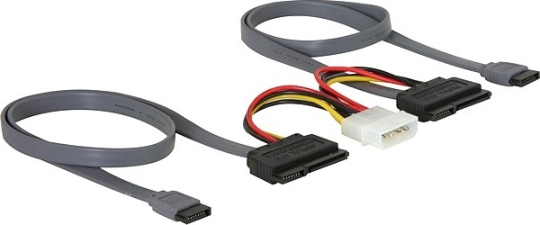 SATA-kaapeli 2x SATA-levy > Molex 4-pin virtaan & 2xemolevyyn,50cm ryhmässä TIETOKOONET & TARVIKKEET / Kaapelit & Sovittimet / Sisäinen / Virtajohdot & Sovittimet @ TP E-commerce Nordic AB (38-16184)