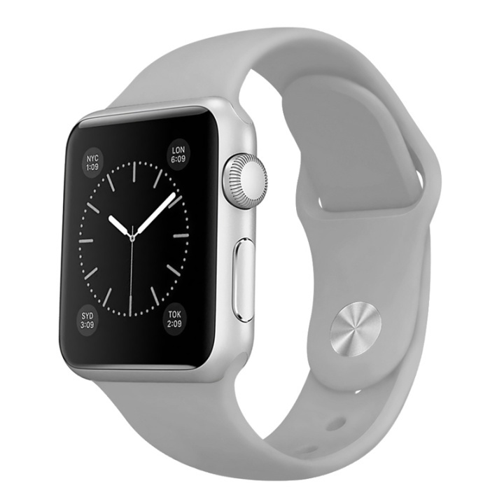 Silikoninen ranneke yhteensopiva Apple Watchin kanssa, 42/44/45mm, harmaa ryhmässä ÄLYPUHELIMET JA TABLETIT / Urheilu, koti ja vapaa-aika / Apple Watch & tarvikkeet / Tarvikkeet @ TP E-commerce Nordic AB (38-29003)