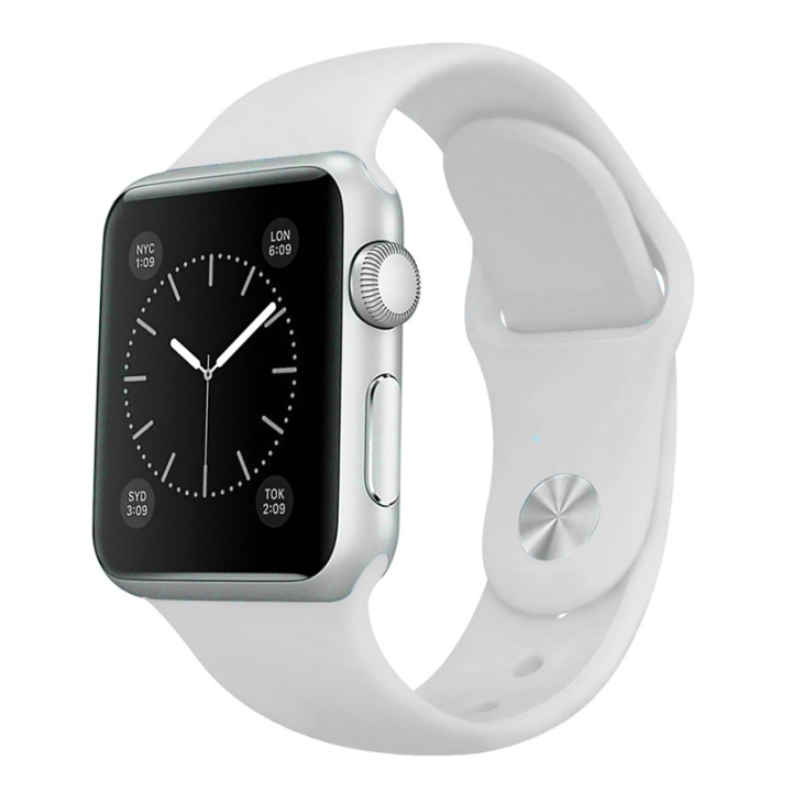 Silikoninen kellonauha yhteensopiva Apple Watchin kanssa, 42/44mm, valkoinen ryhmässä ÄLYPUHELIMET JA TABLETIT / Urheilu, koti ja vapaa-aika / Apple Watch & tarvikkeet / Tarvikkeet @ TP E-commerce Nordic AB (38-29507)