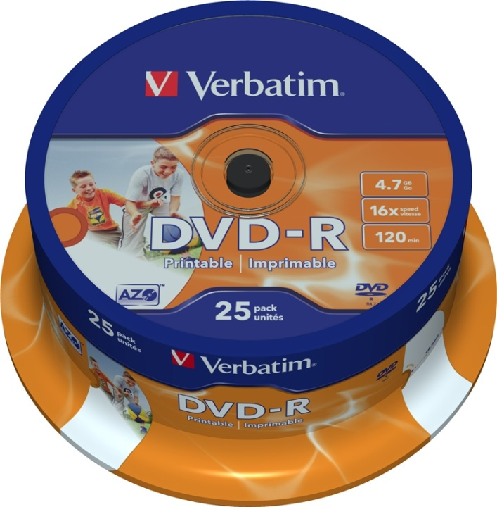 Verbatim DVD-R, 16x, 4,7 GB/120 min, 25-pakkaus, spindle, AZO ryhmässä KODINELEKTRONIIKKA / Tallennusvälineet / CD/DVD/BD-levyt / DVD-R @ TP E-commerce Nordic AB (38-37129)