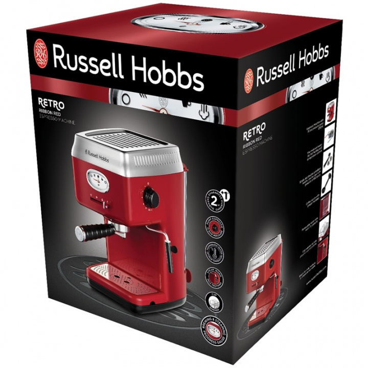 Russell Hobbs Espressomaskin 28250-56 Retro ryhmässä KOTI, TALOUS JA PUUTARHA / Kodinkoneet / Kahvikoneet ja tarvikkeet / Espressokoneet @ TP E-commerce Nordic AB (38-46021)