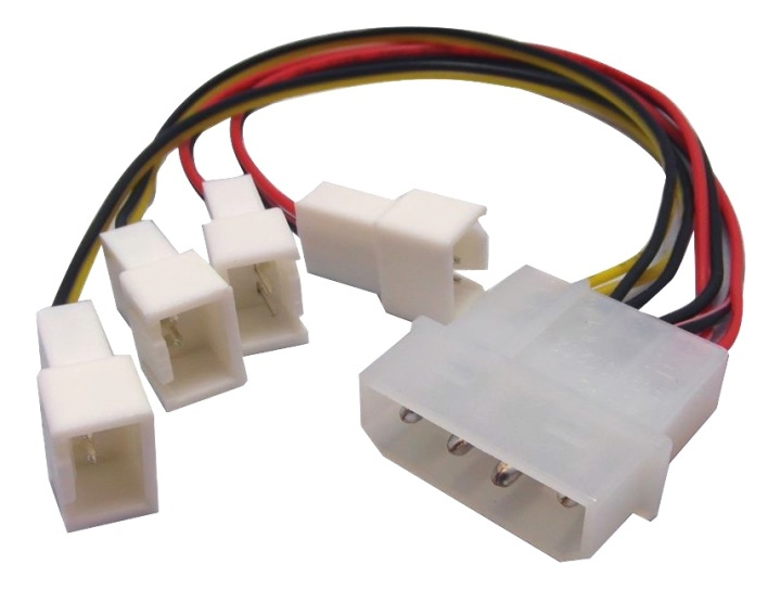 Akasa 4 pin PSU Molex to 4 * 3 pin fans (speed reduction on 2 fans) ryhmässä TIETOKOONET & TARVIKKEET / Kaapelit & Sovittimet / Sisäinen / Virtajohdot & Sovittimet @ TP E-commerce Nordic AB (38-52574)