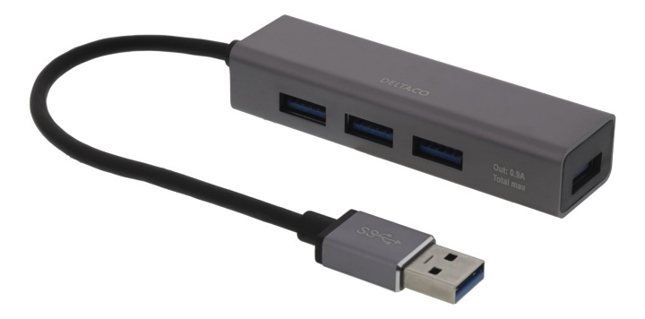 DELTACO USB-pienoishubi, 4 USB-A-porttia, USB 3.1 Gen 1, tähtiharmaa ryhmässä TIETOKOONET & TARVIKKEET / Tietokonetarvikkeet / USB-telakat @ TP E-commerce Nordic AB (38-78191)