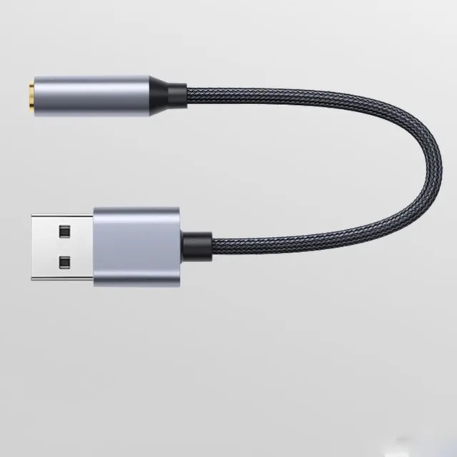 USB-Aux-äänikorttisovitin, musta/harmaa ryhmässä TIETOKOONET & TARVIKKEET / Tietokonetarvikkeet / Ulkoinen äänikortti @ TP E-commerce Nordic AB (38-84383)