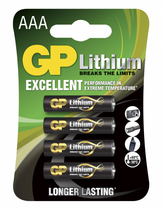 GP Lithium AAA 4 kpl (B) ryhmässä KODINELEKTRONIIKKA / Paristot & Laturit / Akut / AAA @ TP E-commerce Nordic AB (38-94719)