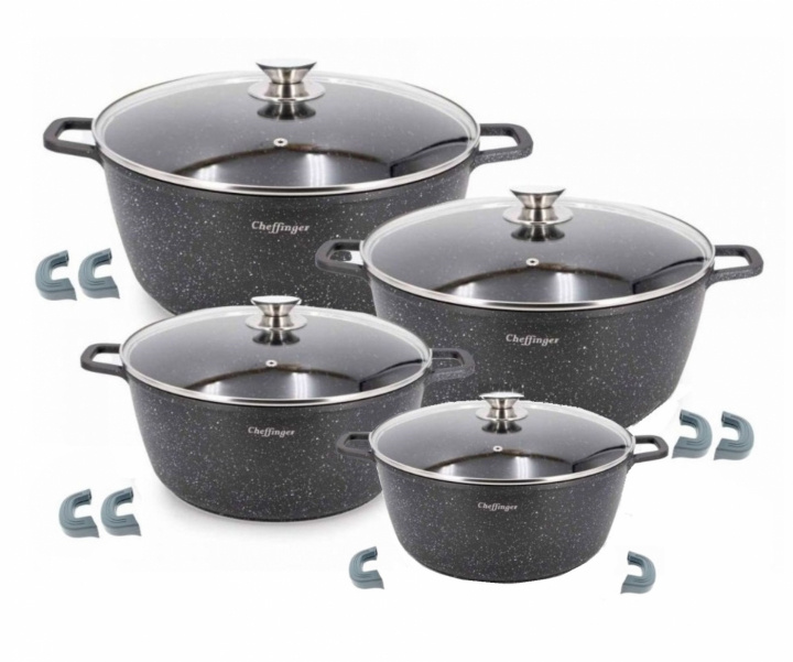 8-piece casserole set, Induction, Non-stick, Stainless steel ryhmässä KOTI, TALOUS JA PUUTARHA / Keittiövälineet / Padat ja kattilat @ TP E-commerce Nordic AB (38-94732)