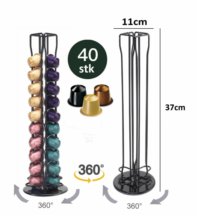 Coffee capsule rack - rotatable, 40 capsules - Nespresso ryhmässä KOTI, TALOUS JA PUUTARHA / Kodinkoneet / Kahvikoneet ja tarvikkeet / Kahvikapselit @ TP E-commerce Nordic AB (38-94747)