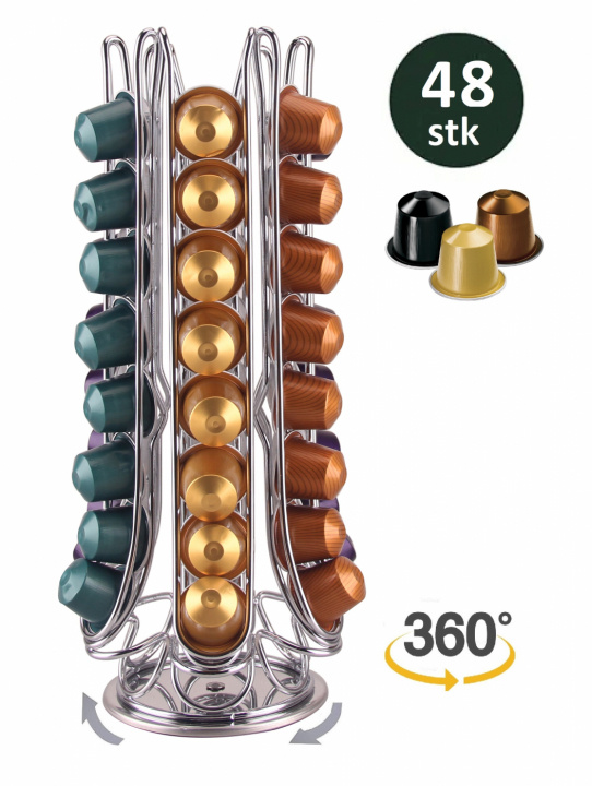 Coffee capsule rack - rotatable, 48 capsules - Nespresso ryhmässä KOTI, TALOUS JA PUUTARHA / Kodinkoneet / Kahvikoneet ja tarvikkeet / Kahvikapselit @ TP E-commerce Nordic AB (38-94748)