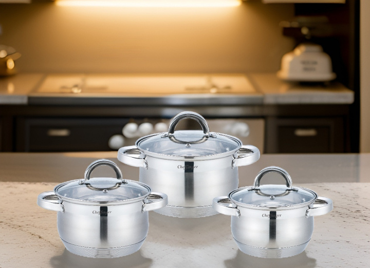 6-piece stainless steel pan set, Induction pan set, Stainless steel lid ryhmässä KOTI, TALOUS JA PUUTARHA / Keittiövälineet / Padat ja kattilat @ TP E-commerce Nordic AB (38-94751)