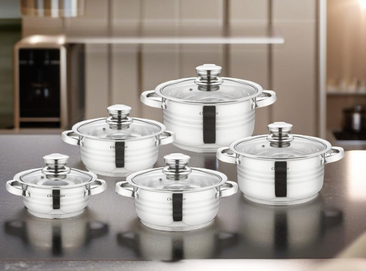 10-piece stainless steel casserole set, Induction saucepan, Stainless steel lid ryhmässä KOTI, TALOUS JA PUUTARHA / Keittiövälineet / Padat ja kattilat @ TP E-commerce Nordic AB (38-94752)