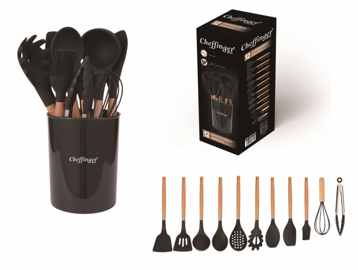 12-piece cookware set, silicone, wooden handle ryhmässä KOTI, TALOUS JA PUUTARHA / Keittiövälineet / Muut keittivälineet @ TP E-commerce Nordic AB (38-94757)