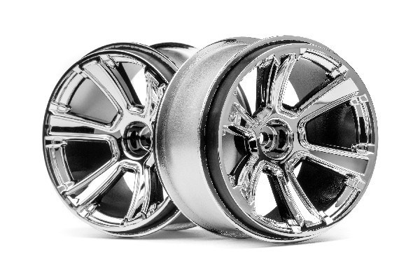 6-Shot Mt Wheel (Chrome/2Pcs) ryhmässä LELUT, TUOTTEET LAPSILLE JA VAUVOILLE / Radio-ohjattava / Varaosat ja lisävarusteet / HPI / Vanteet / Offroad @ TP E-commerce Nordic AB (A02666)