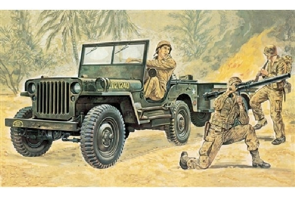 Italeri 1:35 Willys MB Jeep with Trailer ryhmässä URHEILU, VAPAA-AIKA JA HARRASTUS / Harrastus / Muovimallit / Sotilasajoneuvot (maa) @ TP E-commerce Nordic AB (A07059)