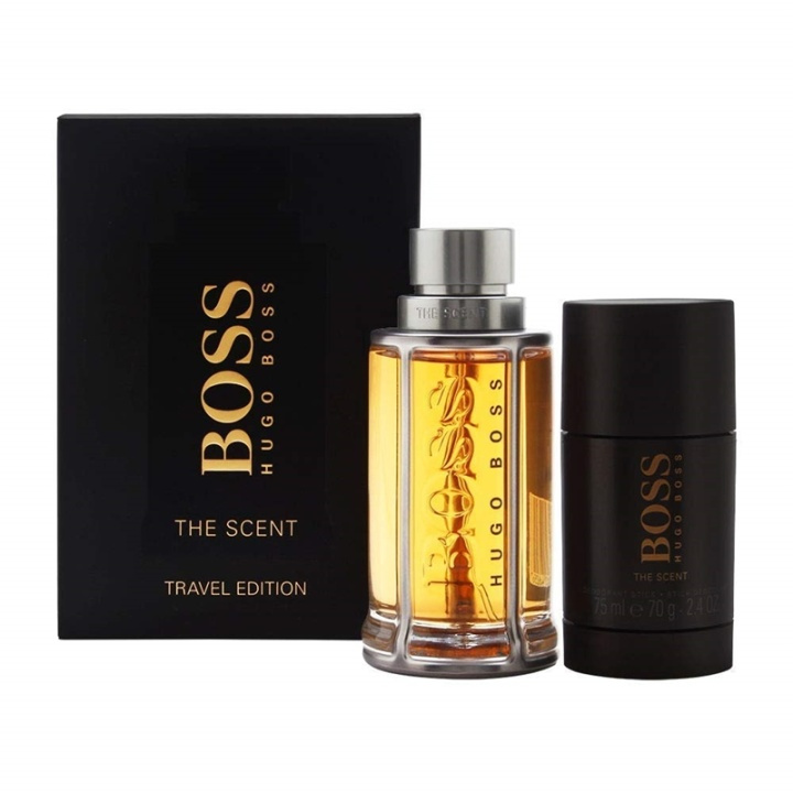 Giftset Hugo Boss The Scent Travel Edition Edt 100ml + Deo 75ml ryhmässä KAUNEUS JA TERVEYS / Tuoksut & Parfyymit / Parfyymit / Hajuvesiboksit @ TP E-commerce Nordic AB (A10992)