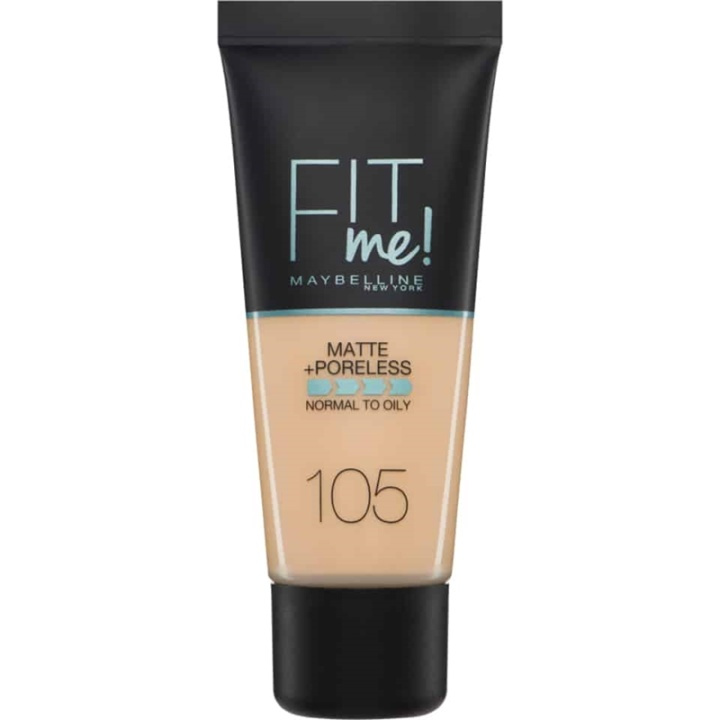 Maybelline Fit Me Matte + Poreless Foundation- 105 Natural Ivory ryhmässä KAUNEUS JA TERVEYS / Meikit / Meikit Kasvot / Meikkivoide @ TP E-commerce Nordic AB (A12136)