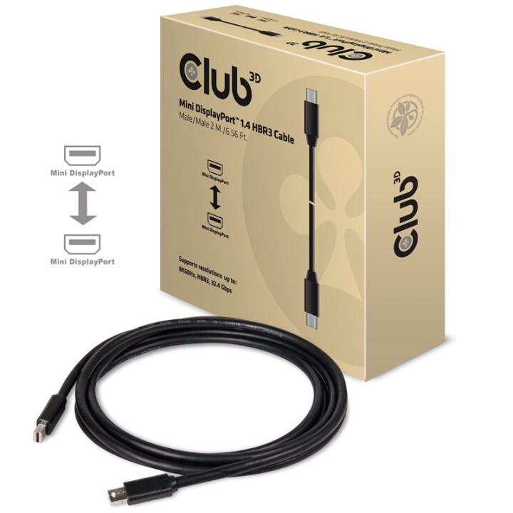 CLUB3D Mini DisplayPort 1.4 Cable HBR3 8K60Hz Male / Male 2 mtr. / 6.56 Ft. ryhmässä TIETOKOONET & TARVIKKEET / Kaapelit & Sovittimet / DisplayPort / Kaapelit @ TP E-commerce Nordic AB (A14573)