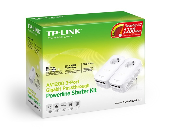 TP-LINK TL-PA8030PKIT 1200 Mbit/s Nätverksansluten (Ethernet) Vit 2 styck ryhmässä TIETOKOONET & TARVIKKEET / Verkko / Homeplug/Powerline @ TP E-commerce Nordic AB (A15348)