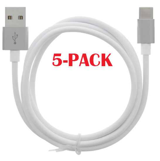 5-PACK kaapeli USB-A - USB-C 2.4A, 1m, valkoinen ryhmässä ÄLYPUHELIMET JA TABLETIT / Laturit & Kaapelit / Kaapelit / Tyyppi C -kaapelit @ TP E-commerce Nordic AB (A22405PKT5)