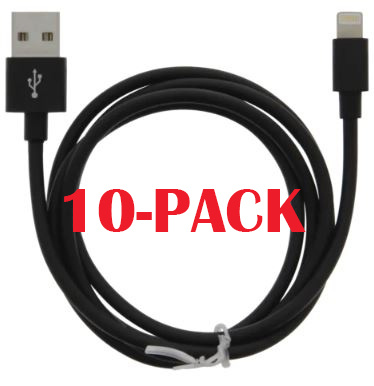 10-PACK kaapeli USB-A - Lightning 2.4A, 1m, musta ryhmässä ÄLYPUHELIMET JA TABLETIT / Laturit & Kaapelit / Kaapelit / Lightning kaapelit @ TP E-commerce Nordic AB (A22407PKT10)