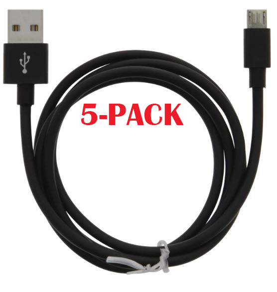 5-PACK kaapeli USB-A - MicroUSB 2.4A, 1m, musta ryhmässä ÄLYPUHELIMET JA TABLETIT / Laturit & Kaapelit / Kaapelit / MicroUSB-kaapelit @ TP E-commerce Nordic AB (A22409PKT5)