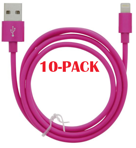 10-PACK kaapeli USB-A - Lightning 2.4A, 1m, vaaleanpunainen ryhmässä ÄLYPUHELIMET JA TABLETIT / Laturit & Kaapelit / Kaapelit / Lightning kaapelit @ TP E-commerce Nordic AB (A22410PKT10)