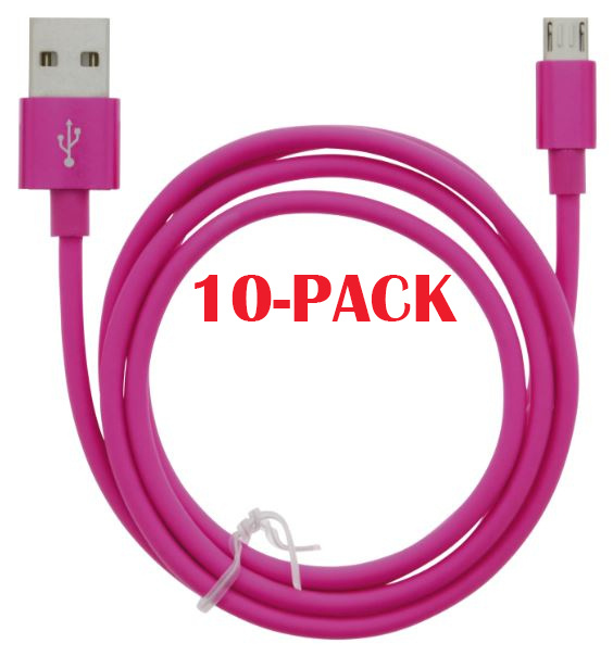 10-PACK kaapeli USB-A - MicroUSB 2.4A, 1m, vaaleanpunainen ryhmässä ÄLYPUHELIMET JA TABLETIT / Laturit & Kaapelit / Kaapelit / MicroUSB-kaapelit @ TP E-commerce Nordic AB (A22412PKT10)