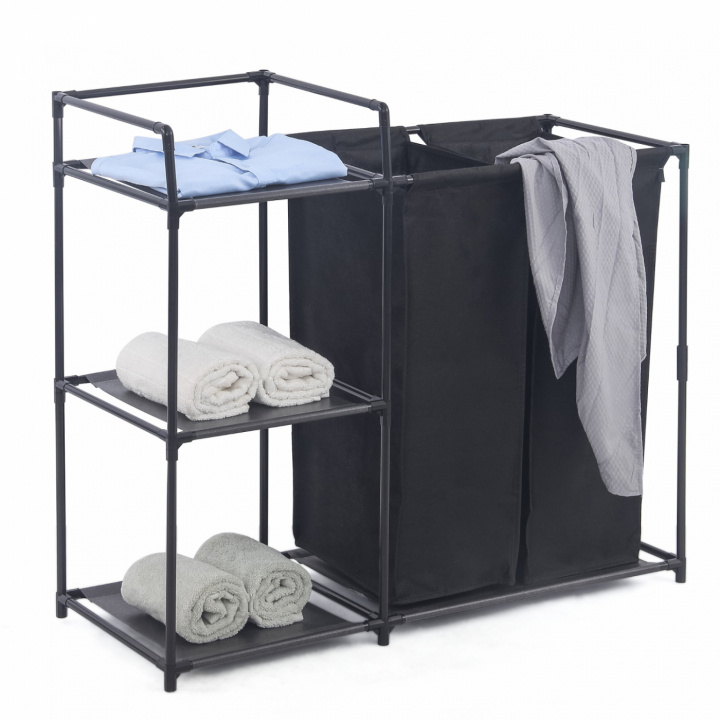 Herzberg HG-04531: 2 Detachable Bag Laundry Sorter with 3-Tier Storage Shelf ryhmässä KOTI, TALOUS JA PUUTARHA / Siivoustuotteet / #SAKNAS! @ TP E-commerce Nordic AB (A22607)