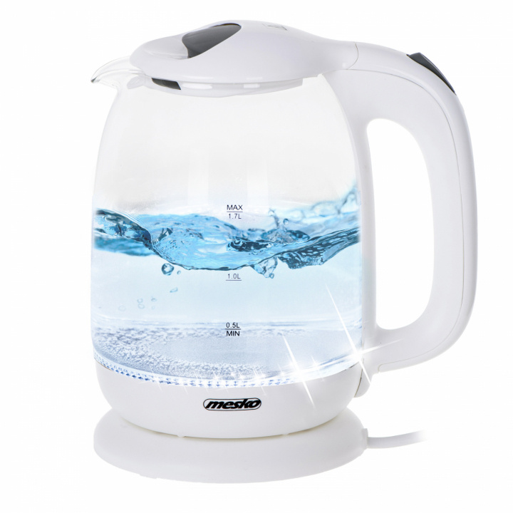 Mesko MS 1302 Kettle glass 1,7 L, White ryhmässä KOTI, TALOUS JA PUUTARHA / Kodinkoneet / Vesi ja mehu / Vedenkeitin @ TP E-commerce Nordic AB (A22660)