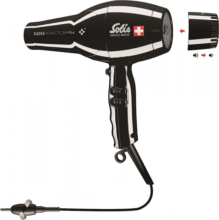 Solis Swiss Perfection Black Plus Hairdryer ryhmässä KAUNEUS JA TERVEYS / Hiukset &Stailaus / Muotoilutyökalut / Hiustenkuivaimet @ TP E-commerce Nordic AB (A22741)