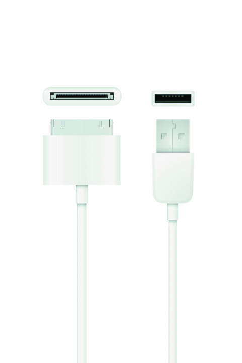 QNECT USB 2.0 tyyppi A uros - 30-nastainen, 1m, valkoinen ryhmässä ÄLYPUHELIMET JA TABLETIT / Laturit & Kaapelit / Kaapelit / 30 pin -kaapelit @ TP E-commerce Nordic AB (A22852)