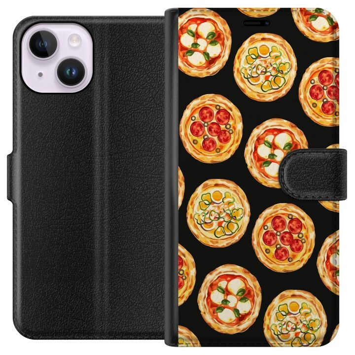 Lompakkokotelo Apple iPhone 14-laitteelle, jossa on Pizza kuvio ryhmässä ÄLYPUHELIMET JA TABLETIT / Puhelimen suojakotelo / Apple / iPhone 14 @ TP E-commerce Nordic AB (A50607)