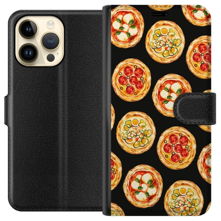 Lompakkokotelo Apple iPhone 14 Pro Max-laitteelle, jossa on Pizza kuvio ryhmässä ÄLYPUHELIMET JA TABLETIT / Puhelimen suojakotelo / Apple / iPhone 14 @ TP E-commerce Nordic AB (A50769)