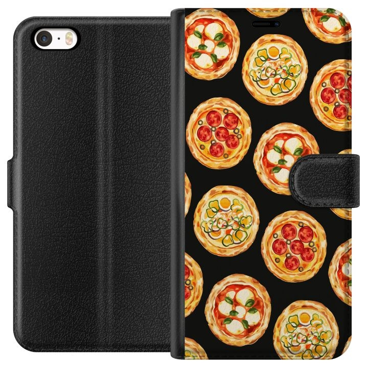 Lompakkokotelo Apple iPhone 5-laitteelle, jossa on Pizza kuvio ryhmässä ÄLYPUHELIMET JA TABLETIT / Puhelimen suojakotelo / Apple / iPhone 5/5S/SE @ TP E-commerce Nordic AB (A51093)