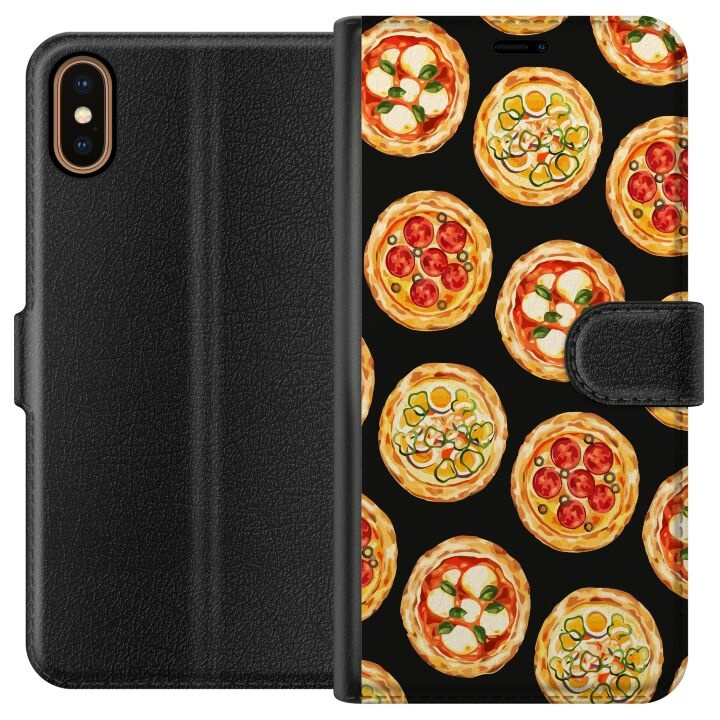 Lompakkokotelo Apple iPhone X-laitteelle, jossa on Pizza kuvio ryhmässä ÄLYPUHELIMET JA TABLETIT / Puhelimen suojakotelo / Apple / iPhone X/XS @ TP E-commerce Nordic AB (A51768)