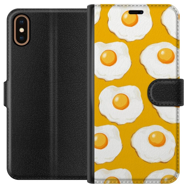 Lompakkokotelo Apple iPhone XS-laitteelle, jossa on Paistettu muna kuvio ryhmässä ÄLYPUHELIMET JA TABLETIT / Puhelimen suojakotelo / Apple / iPhone X/XS @ TP E-commerce Nordic AB (A51865)