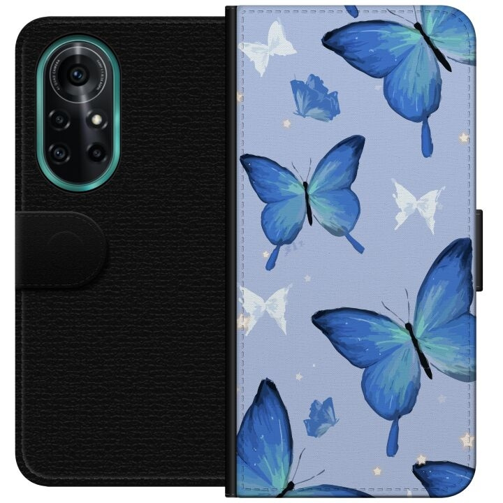 Lompakkokotelo Huawei nova 8 Pro-laitteelle, jossa on Sinisiä perhosia kuvio ryhmässä ÄLYPUHELIMET JA TABLETIT / Puhelimen suojakotelo / Huawei/Honori @ TP E-commerce Nordic AB (A52959)