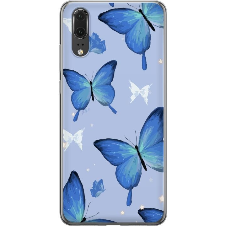 Kännykkäkuori Huawei P20-laitteelle, jossa on Sinisiä perhosia kuvio ryhmässä ÄLYPUHELIMET JA TABLETIT / Puhelimen suojakotelo / Huawei/Honori @ TP E-commerce Nordic AB (A53040)