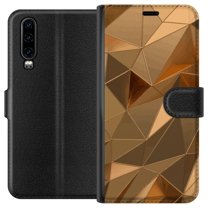 Lompakkokotelo Huawei P30-laitteelle, jossa on 3D Kulta kuvio ryhmässä ÄLYPUHELIMET JA TABLETIT / Puhelimen suojakotelo / Huawei/Honori @ TP E-commerce Nordic AB (A53183)