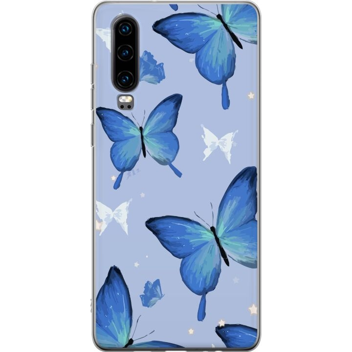 Kännykkäkuori Huawei P30-laitteelle, jossa on Sinisiä perhosia kuvio ryhmässä ÄLYPUHELIMET JA TABLETIT / Puhelimen suojakotelo / Huawei/Honori @ TP E-commerce Nordic AB (A53202)