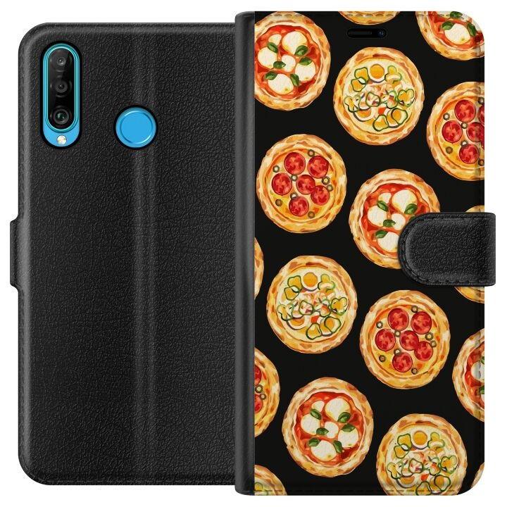 Lompakkokotelo Huawei P30 lite-laitteelle, jossa on Pizza kuvio ryhmässä ÄLYPUHELIMET JA TABLETIT / Puhelimen suojakotelo / Huawei/Honori @ TP E-commerce Nordic AB (A53226)