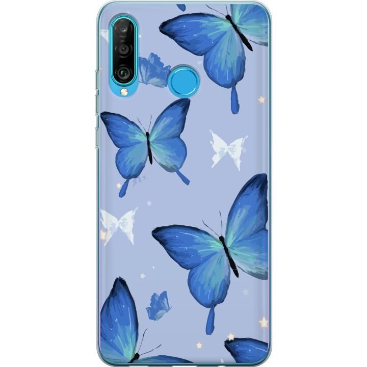 Kännykkäkuori Huawei P30 lite-laitteelle, jossa on Sinisiä perhosia kuvio ryhmässä ÄLYPUHELIMET JA TABLETIT / Puhelimen suojakotelo / Huawei/Honori @ TP E-commerce Nordic AB (A53256)