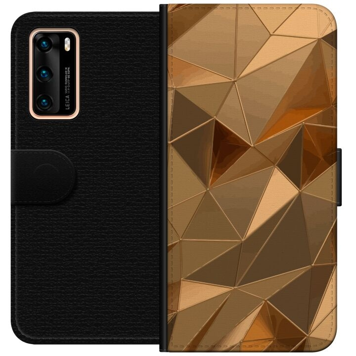 Lompakkokotelo Huawei P40-laitteelle, jossa on 3D Kulta kuvio ryhmässä ÄLYPUHELIMET JA TABLETIT / Puhelimen suojakotelo / Huawei/Honori @ TP E-commerce Nordic AB (A53345)