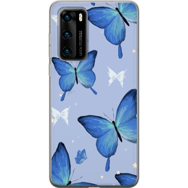 Kännykkäkuori Huawei P40-laitteelle, jossa on Sinisiä perhosia kuvio ryhmässä ÄLYPUHELIMET JA TABLETIT / Puhelimen suojakotelo / Huawei/Honori @ TP E-commerce Nordic AB (A53364)