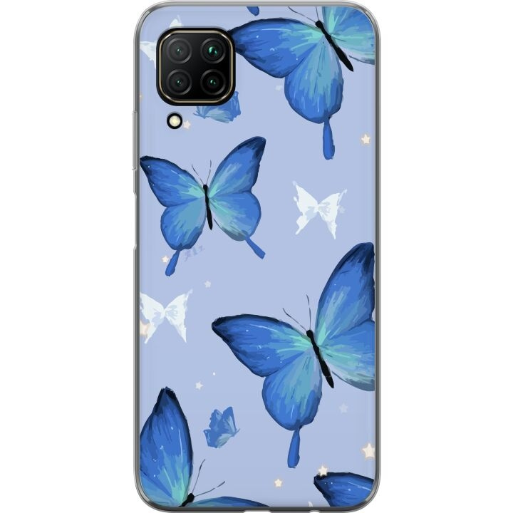 Kännykkäkuori Huawei P40 lite-laitteelle, jossa on Sinisiä perhosia kuvio ryhmässä ÄLYPUHELIMET JA TABLETIT / Puhelimen suojakotelo / Huawei/Honori @ TP E-commerce Nordic AB (A53418)