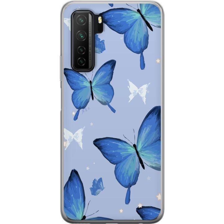 Kännykkäkuori Huawei P40 lite 5G-laitteelle, jossa on Sinisiä perhosia kuvio ryhmässä ÄLYPUHELIMET JA TABLETIT / Puhelimen suojakotelo / Huawei/Honori @ TP E-commerce Nordic AB (A53445)