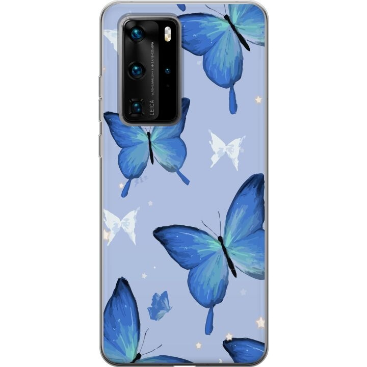 Kännykkäkuori Huawei P40 Pro-laitteelle, jossa on Sinisiä perhosia kuvio ryhmässä ÄLYPUHELIMET JA TABLETIT / Puhelimen suojakotelo / Huawei/Honori @ TP E-commerce Nordic AB (A53553)