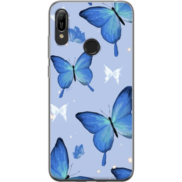 Kännykkäkuori Huawei Y6 (2019)-laitteelle, jossa on Sinisiä perhosia kuvio ryhmässä ÄLYPUHELIMET JA TABLETIT / Puhelimen suojakotelo / Huawei/Honori @ TP E-commerce Nordic AB (A53820)