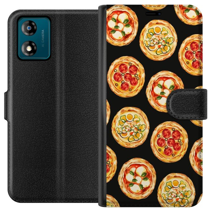 Lompakkokotelo Motorola Moto E13-laitteelle, jossa on Pizza kuvio ryhmässä ÄLYPUHELIMET JA TABLETIT / Puhelimen suojakotelo / Motorola @ TP E-commerce Nordic AB (A53976)