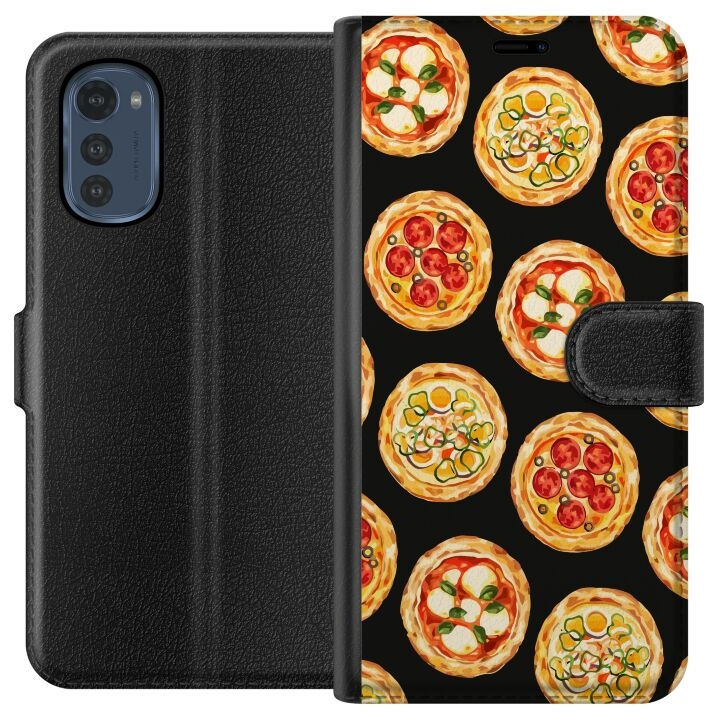 Lompakkokotelo Motorola Moto E32s-laitteelle, jossa on Pizza kuvio ryhmässä ÄLYPUHELIMET JA TABLETIT / Puhelimen suojakotelo / Motorola @ TP E-commerce Nordic AB (A54246)