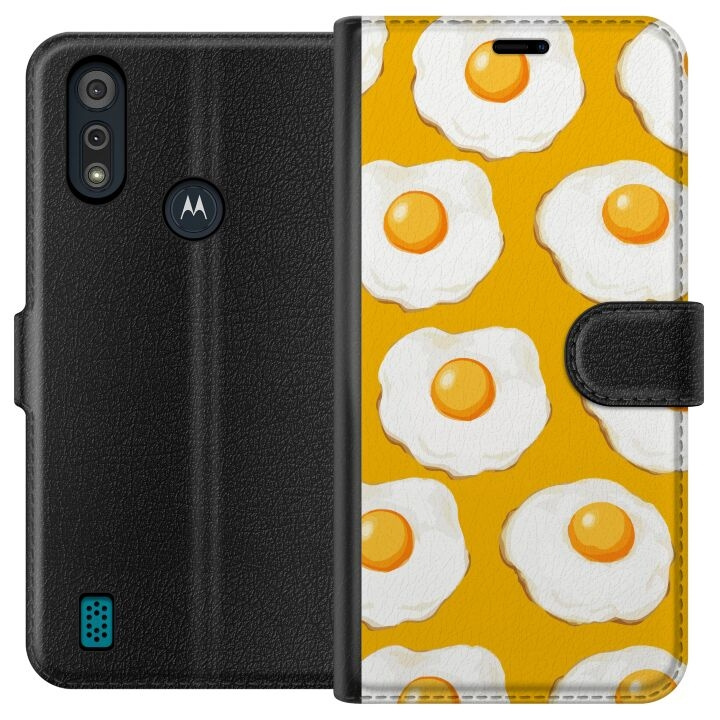 Lompakkokotelo Motorola Moto E6i-laitteelle, jossa on Paistettu muna kuvio ryhmässä ÄLYPUHELIMET JA TABLETIT / Puhelimen suojakotelo / Motorola @ TP E-commerce Nordic AB (A54316)